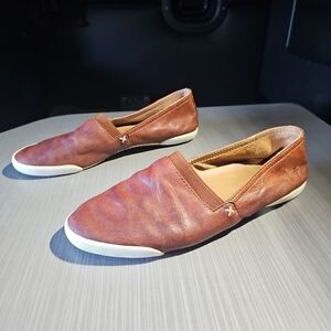 Frye Women's Melanie Slip On Leather Flats Size 6.5 Brown Great PreOwned